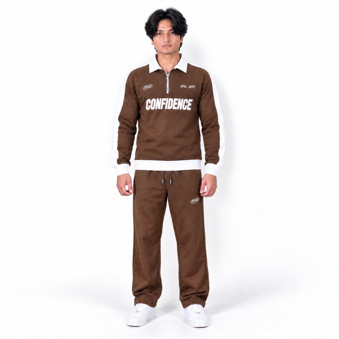 Confidence Brown Essential Tracksuit (Sweatshirt & Trouser)