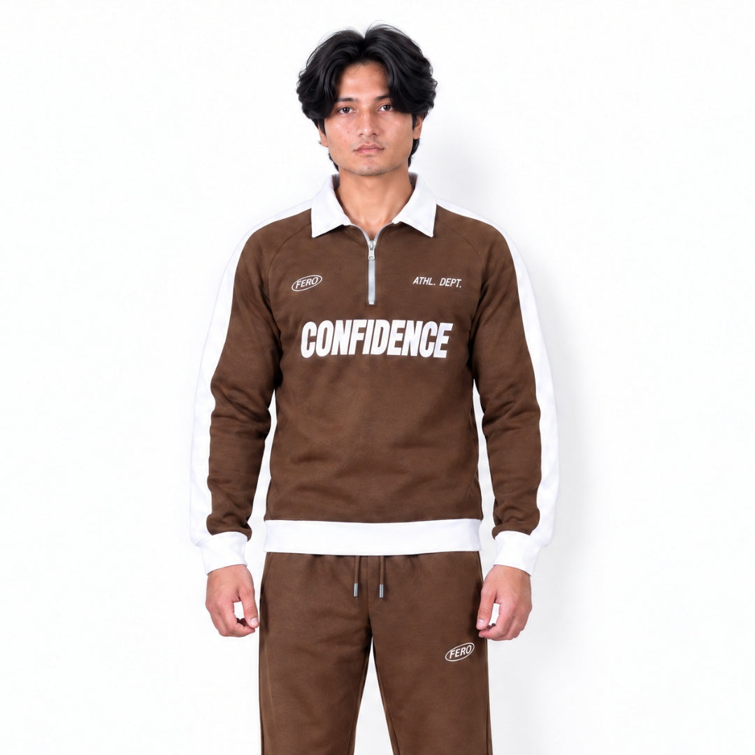 Confidence Brown Essential Tracksuit (Sweatshirt & Trouser)