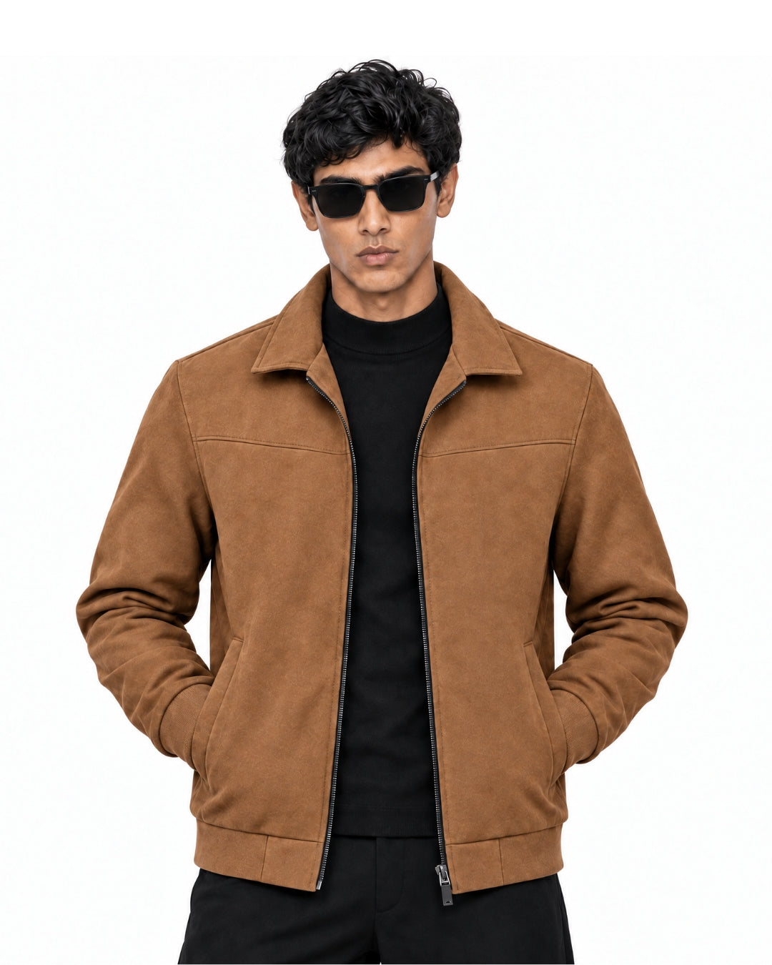 FERO Suede Bomber Camel Brown