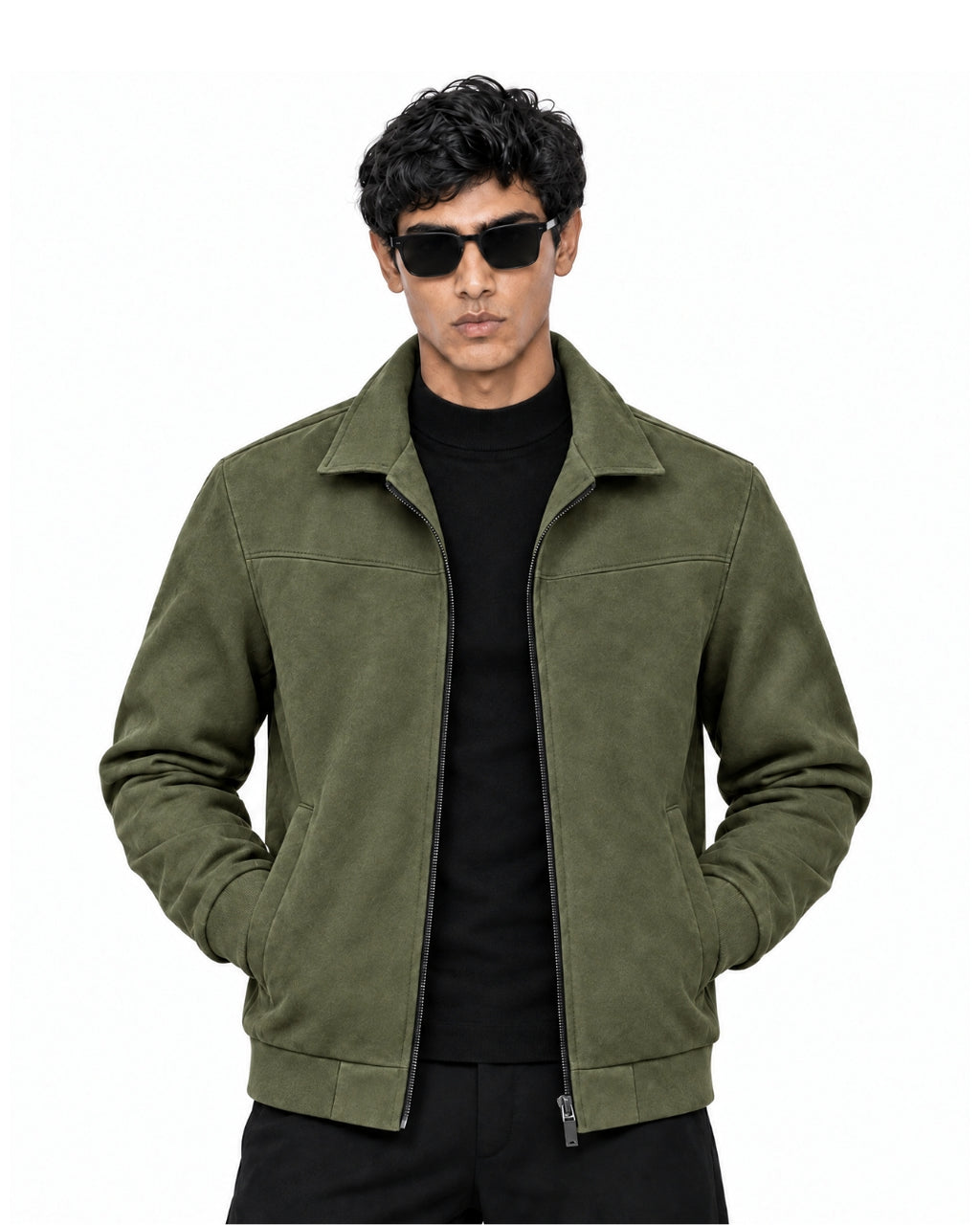 FERO Suede Bomber Olive Green