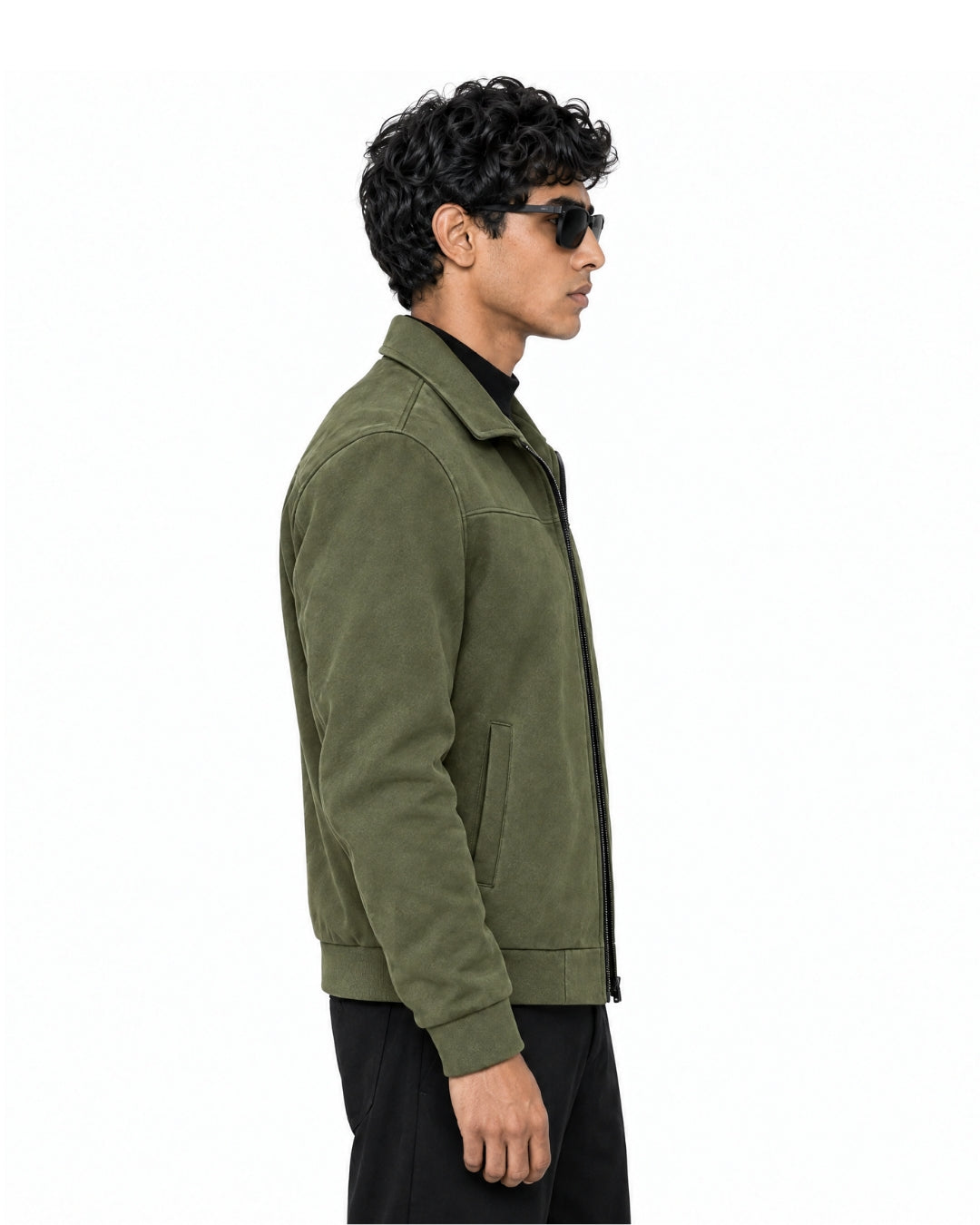 FERO Suede Bomber Olive Green