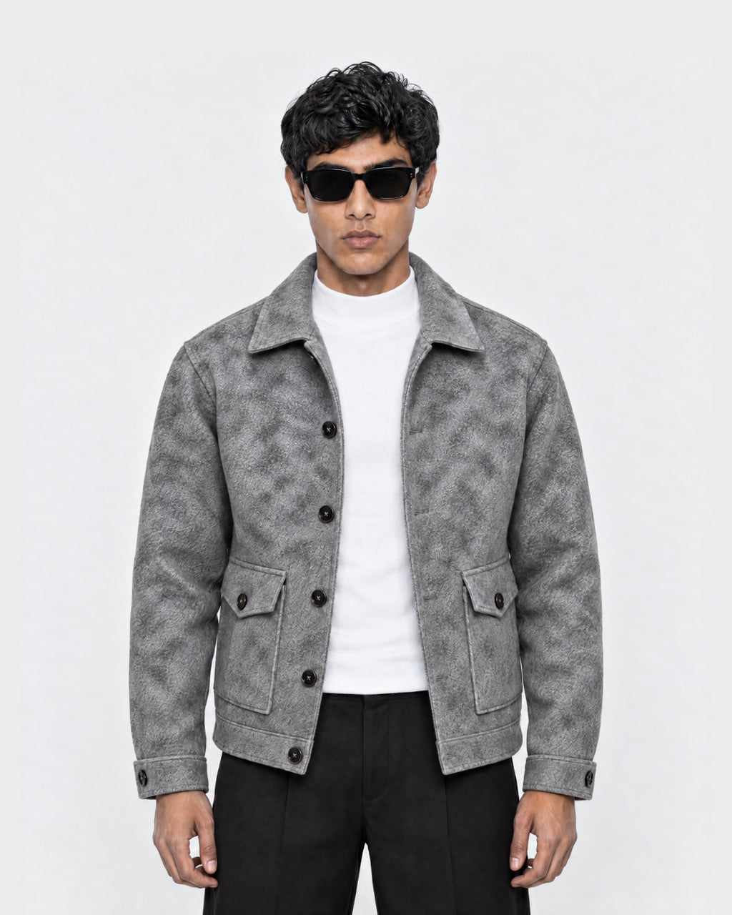 FERO Marble Gray Blended Wool Jacket