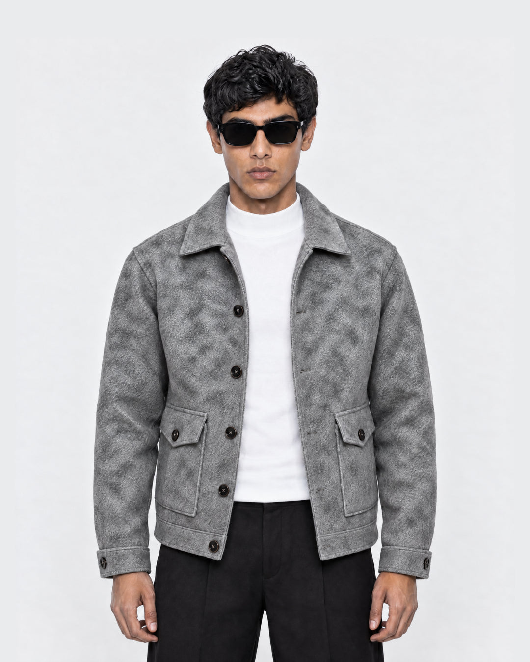 FERO Marble Gray Blended Wool Jacket