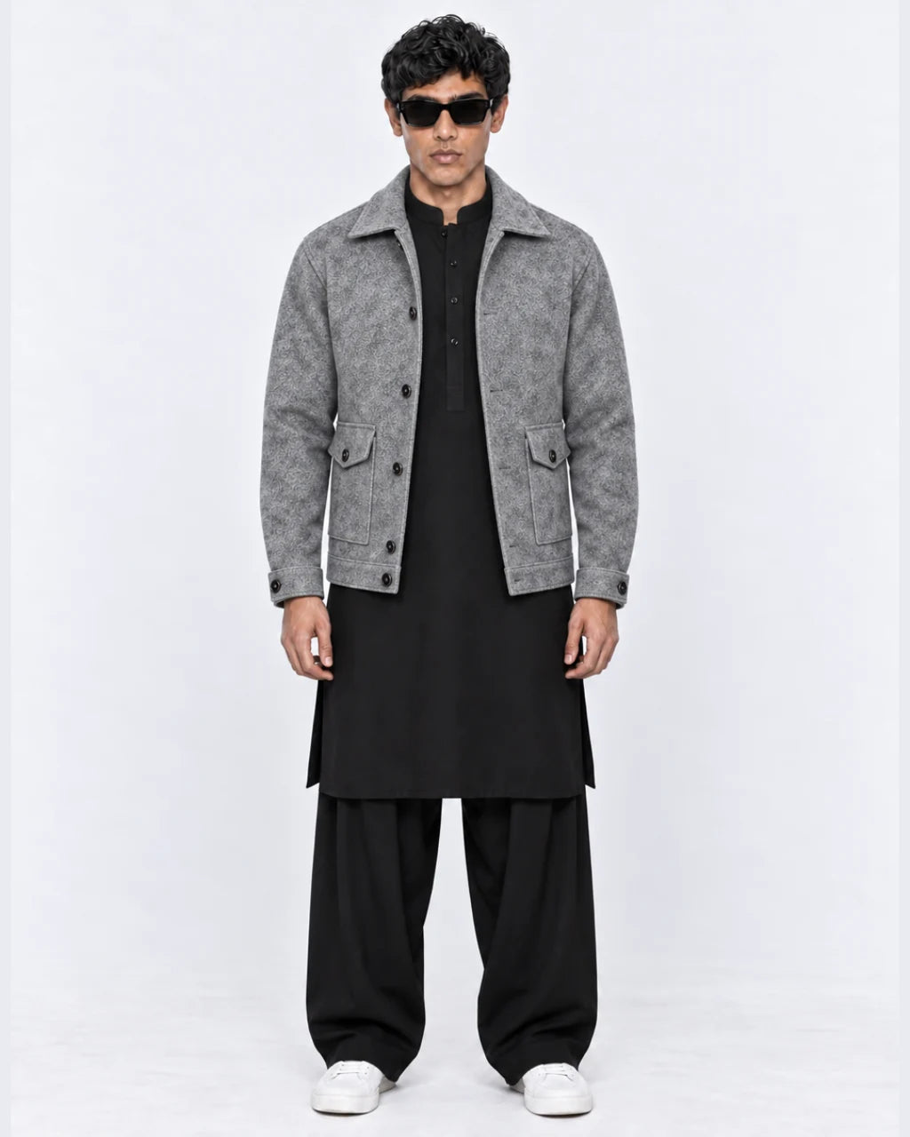 FERO Marble Gray Blended Wool Jacket