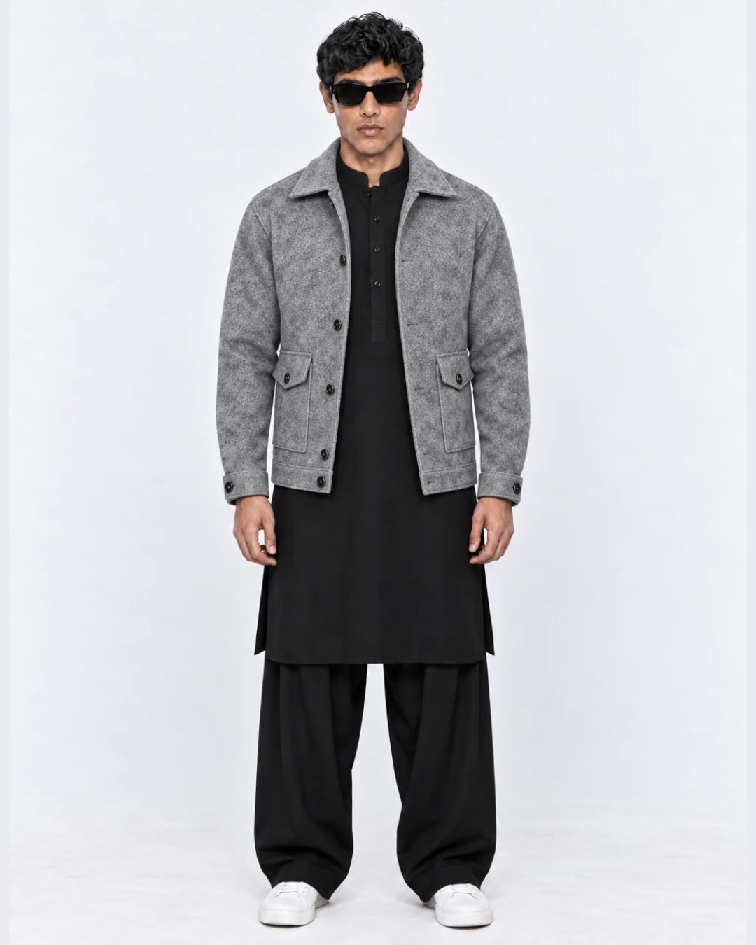 FERO Marble Gray Blended Wool Jacket