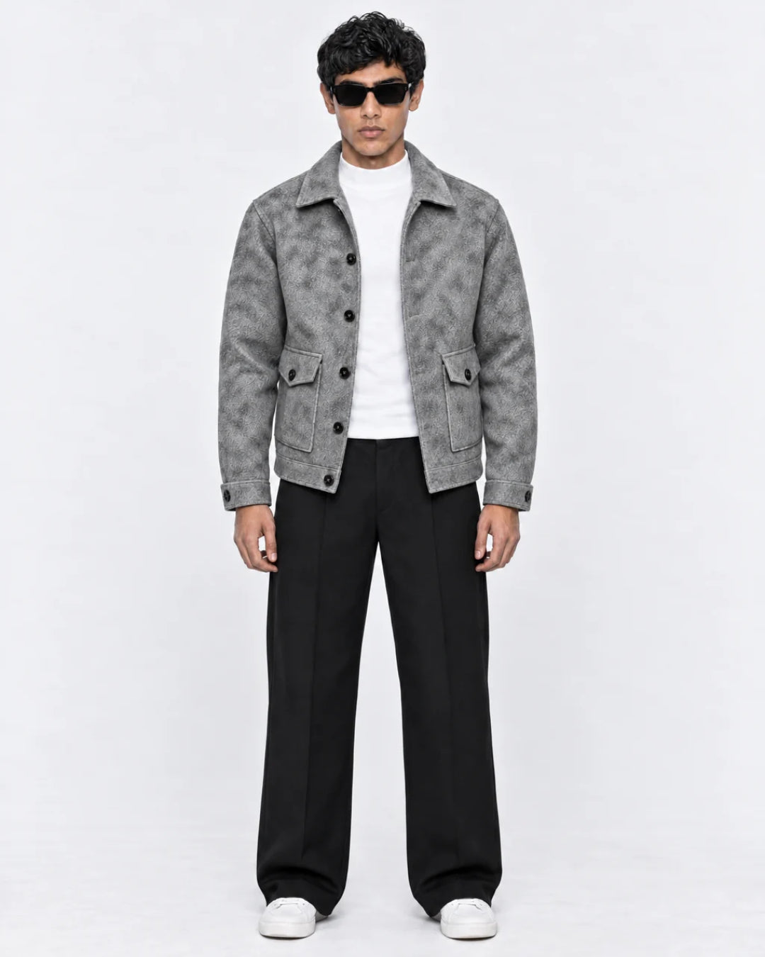 FERO Marble Gray Blended Wool Jacket